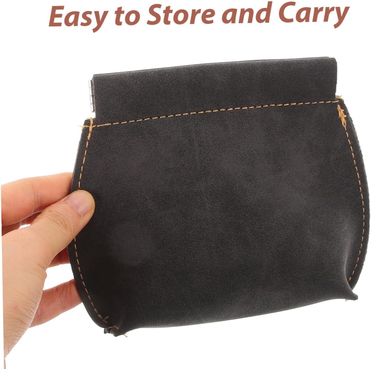 VALICLUD Vintage PU Leather Coin Purse for Men Compact Wallet with Spring Closure Portable Change Pouch for Cosmetics and Essentials Lightweight Travel Money Holder
