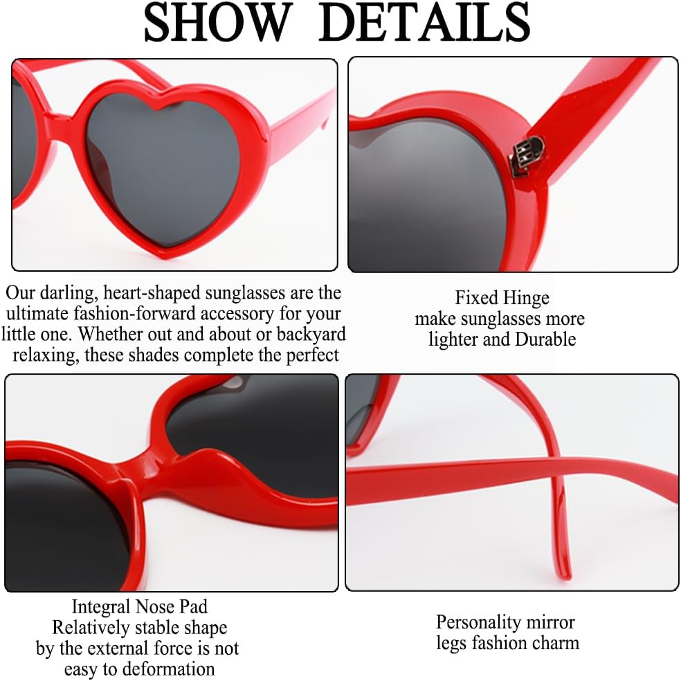Girls Heart Sunglasses UV 400 Protection Kids Polarized Sunglasses 3-10 Years for Christmas Summer Valentine's Day