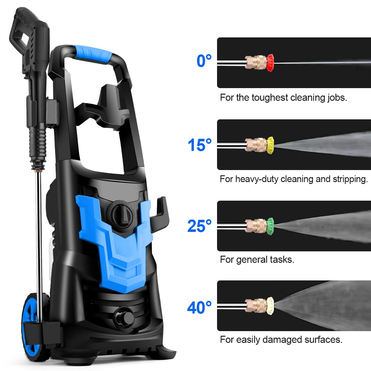 Buy WHOLESUN Pressure Washer, 3000PSI Electric Power Washer, 1900W 2.6