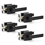 KNOBWELL Matte Black Door Handles 4 Pack, Levers Passage Door Knobs, Interior Door Handles for Closet/Hallway, Reversible for Left and Right