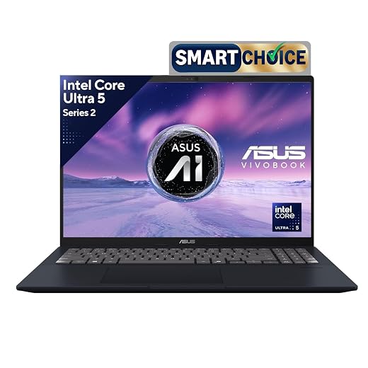 ASUS Vivobook 16,Smartchoice, Intel Core Ultra 5 (Series 2),16GB RAM,512GB SSD,FHD+,16",60Hz,Backlit Keyboard,Windows 11,M365 Basic (1Y), Office Home 2024,Blue,1.88 kg X1607CA-MB139WS, AI Laptop