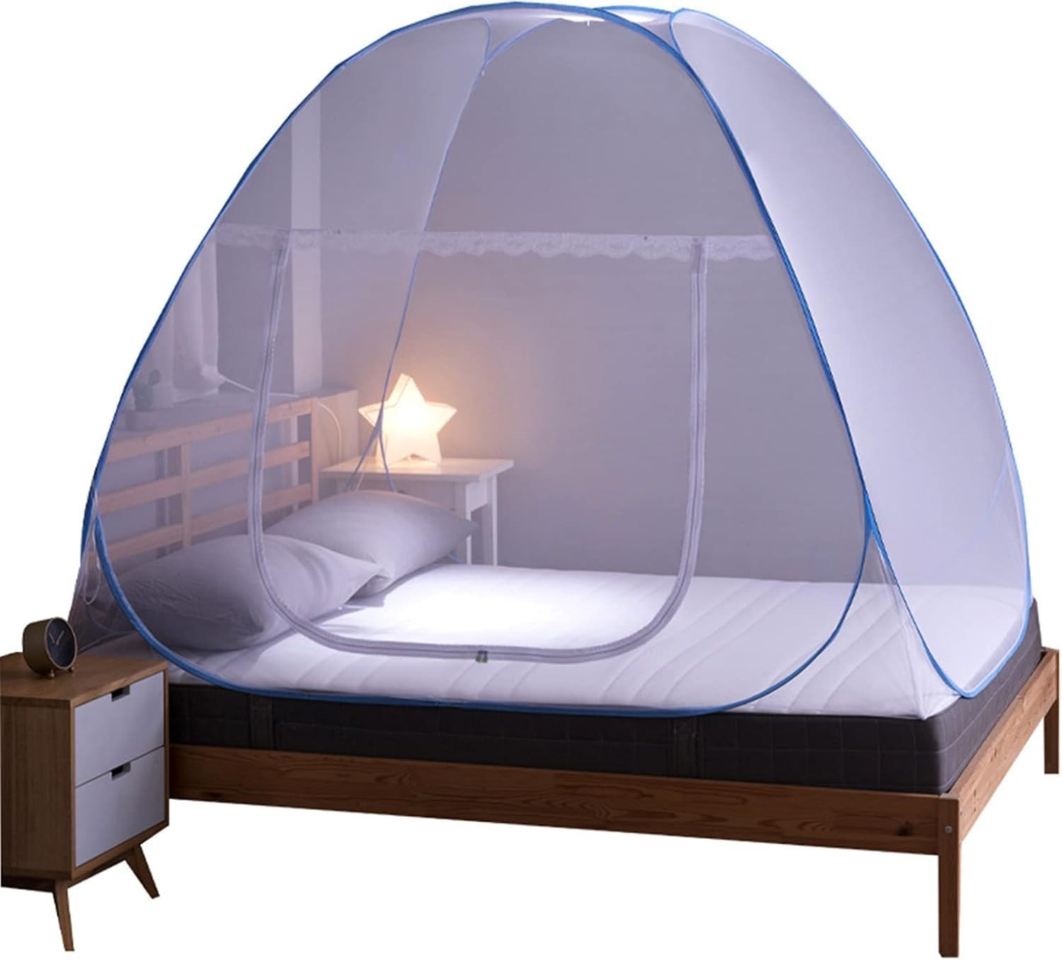 Mosquito Net for Double Bed, King Size (200 * 200 * 155 cm) Foldable Machardani, Polyester Strong Net, PVC Coated Corrosion Resistant Steel Wire, Ideal for inside & out side, camping ...