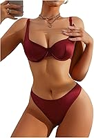 SweatyRocks Women's Sexy Satin Lingerie Set: Underwire Push-Up Bra & Mid-Rise Panty 2-Piece