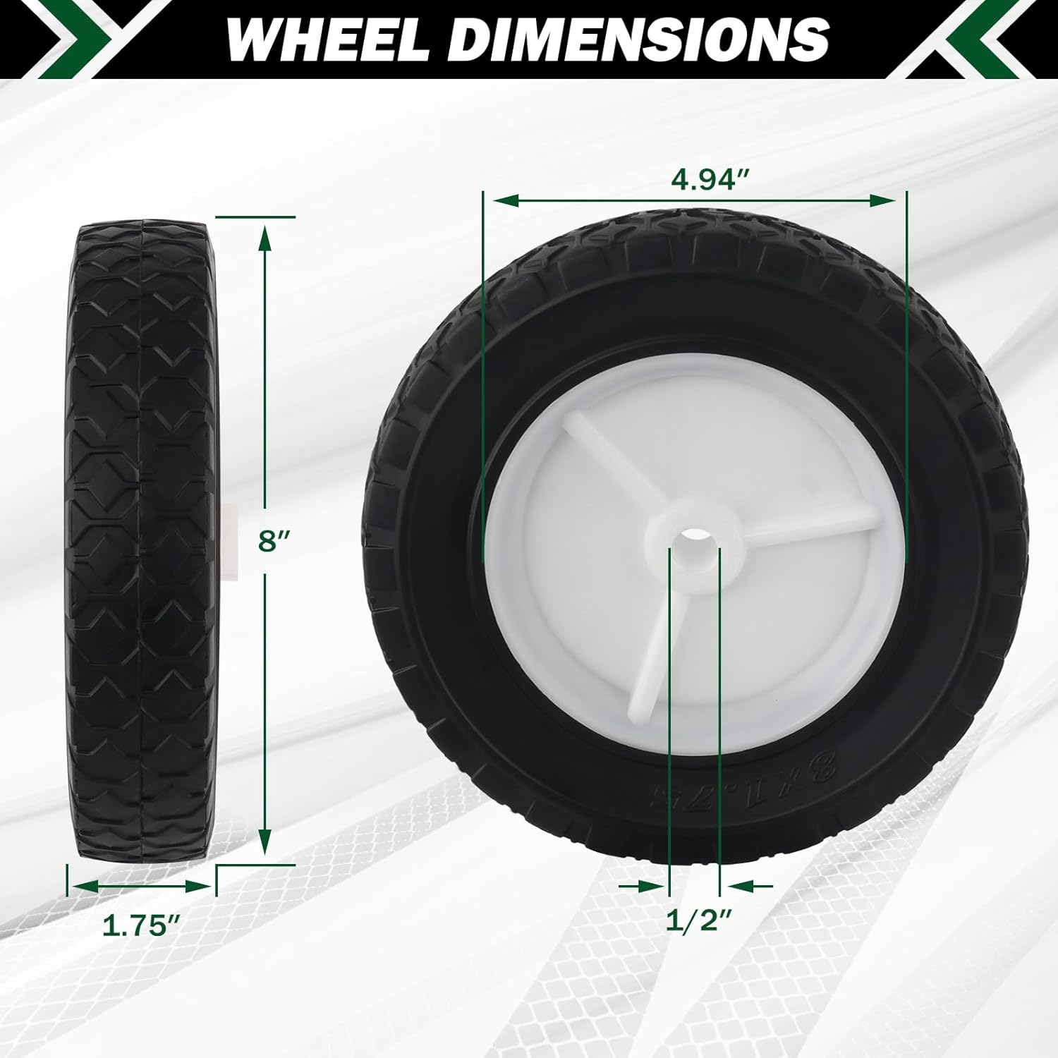 CheeMuii 4 Pcs 8 Inch Push Mower Wheels 8" Universal Wheels Replace for Craftsman 33958 Replace for MTD 734-04585 734-1780 for Oregon 72-108 for AYP 103670 103670X 107644X 146248