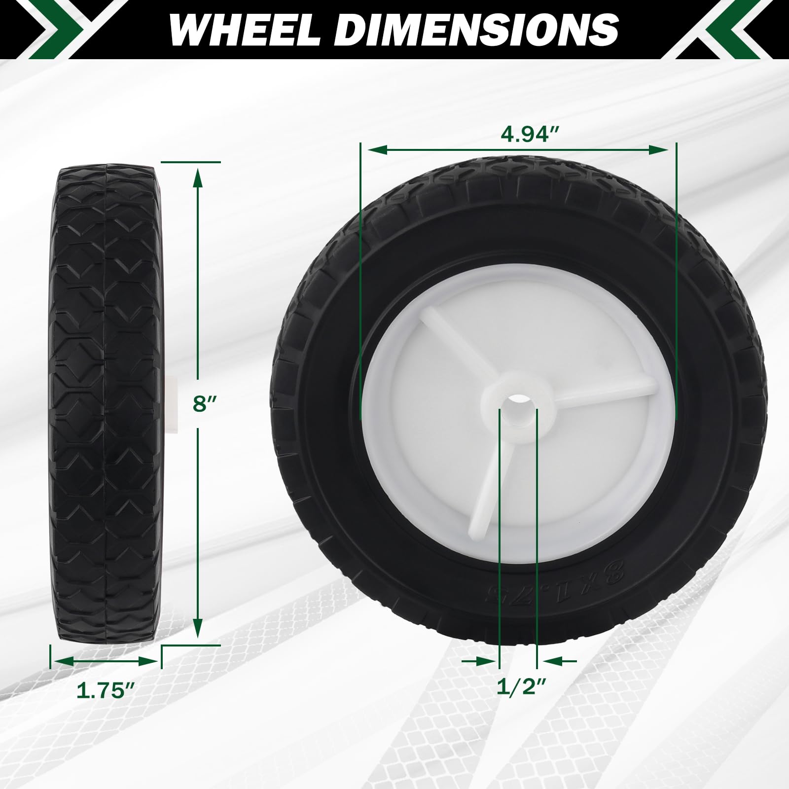 CheeMuii Ruote per tosaerba da 20,3 cm, 2 pezzi, 20,3 cm, ricambio per Oregon 72-108, compatibili con tosaerba a spinta Craftsman/AYP/MTD, barbecue, camion a mano, ecc
