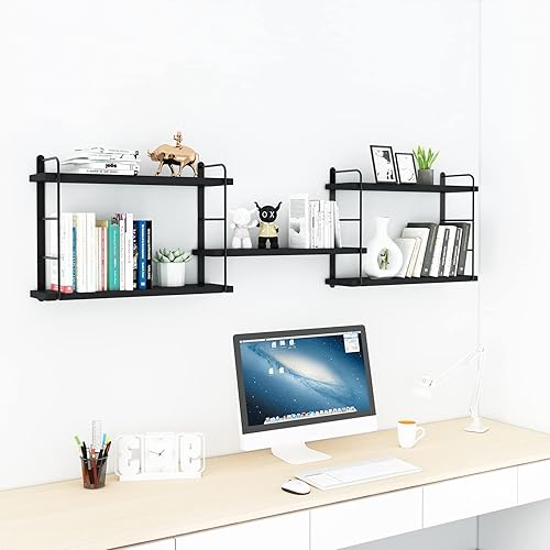 Miniatura 2 de Estantes de pared, estanterías montadas en la pared, estantes flotantes de bricolaje para pared, estantes colgantes de madera para habitación,