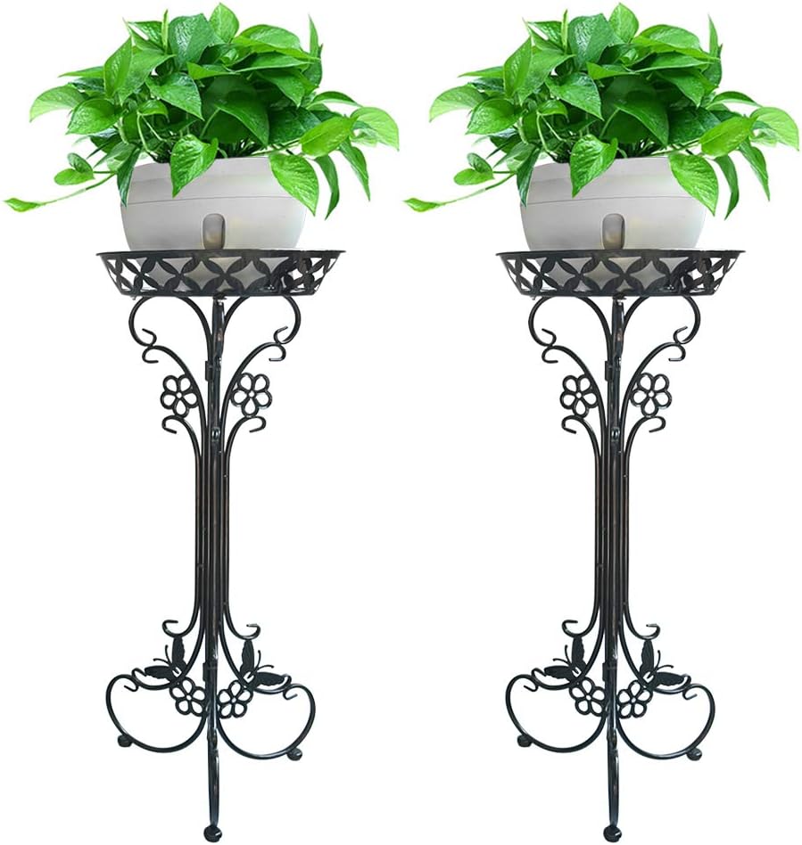 Sungmor Lightweight Metal Flower Pot Stands - 2 Pack 29.7 Inches Tall Plant Stand - Rustproof Potted Plant Holder - Indoor & Outdoor Elegant Corner Decorative Display Rack - Morden Planter Container