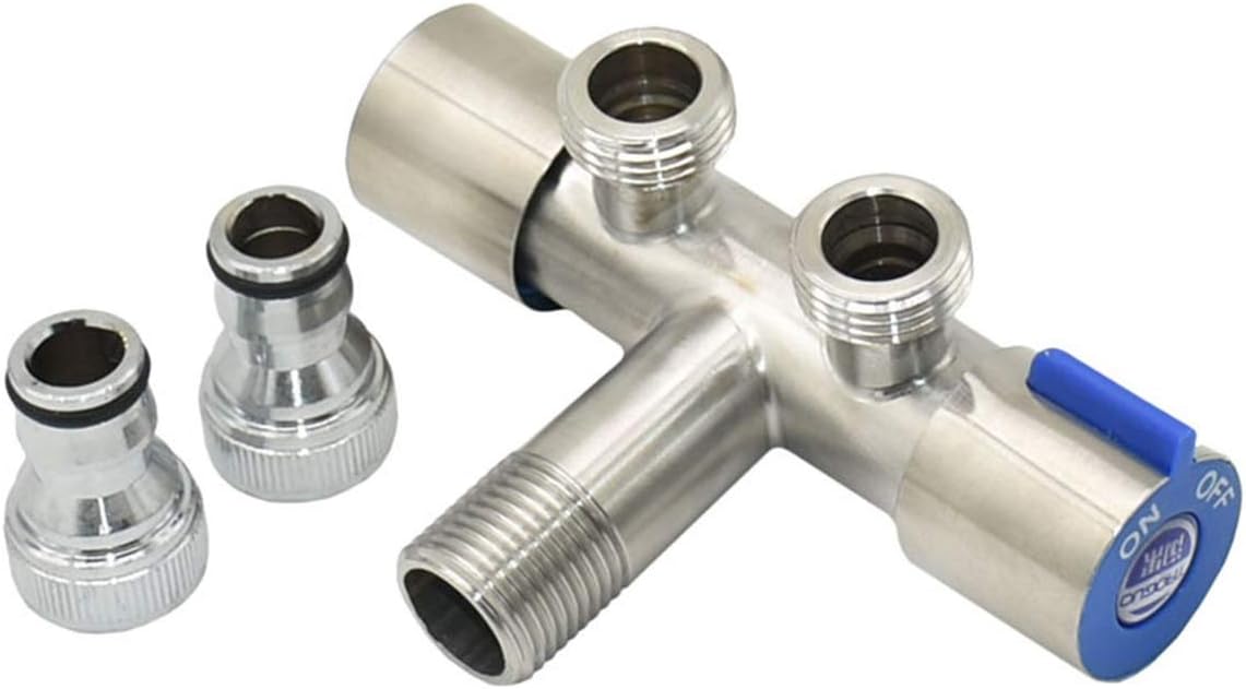 Pipe Fittings Metal 1/2 Male to Inch 2 Way Points Garden Faucet Manifold Irrigation Valve Quick Connector 5/8" 1 Set (Color : B)