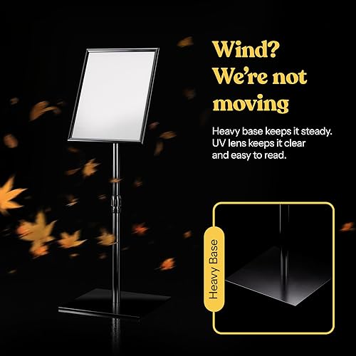 Miniatura 4 de Soporte de cartel de pedestal ajustable y resistente, soporte vertical y horizontal de 8.5 x 11 pulgadas con base cuadrada pesada para exhibición,