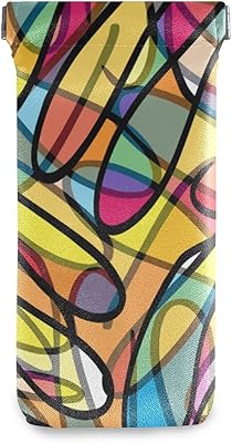 HUSSRITY Eyeglasses Case Abstract Graffiti Lines Sunglasses Pouch Soft PU Leather Squeeze Top Eyeglass Holder Portable Glasses Case For Women Men