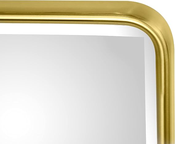 TEHOME Horizontal Pivot Bathroom Mirror Tilting Gold Metal Framed Pivot Rectangle Rounded Rectangluar Vanity Mirrors for Wall, Overall 38.91 x 23 inches (Mirrror 35 x 23 inches)