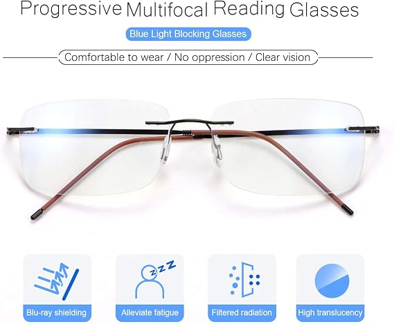 Progressive Multifocus Reading Glasses Anti UV Blue Light Readers Transition Lightweight Presbyopia for Men Women