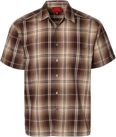 Mens Short Sleeve Plaid Western Shirt Casual Button Down Shirts Size S-5XL
