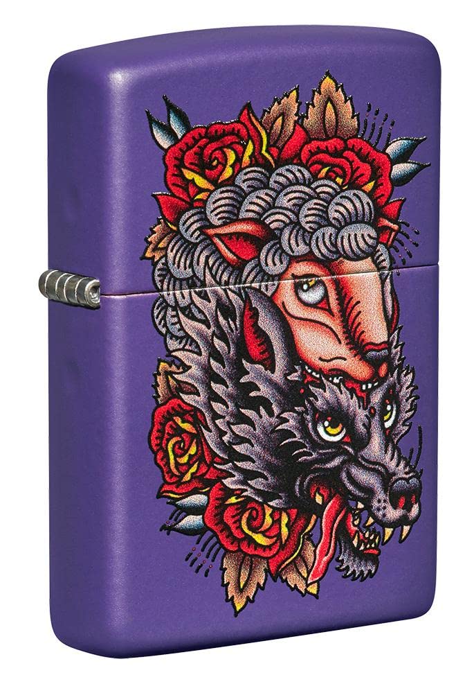 Zippo Ink Blue Wolf Design Pocket Lighter Windproof Stylish Premium Metal Body Eco Environment-Friendly Unique Stylish Travel Friendly
