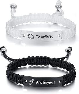 Personalized Cutomize Braided Rope Couples Bracelets for Him and Her Relationship Distance Yinyang Mutual Attraction Bracelets for Couple Bestfriend
