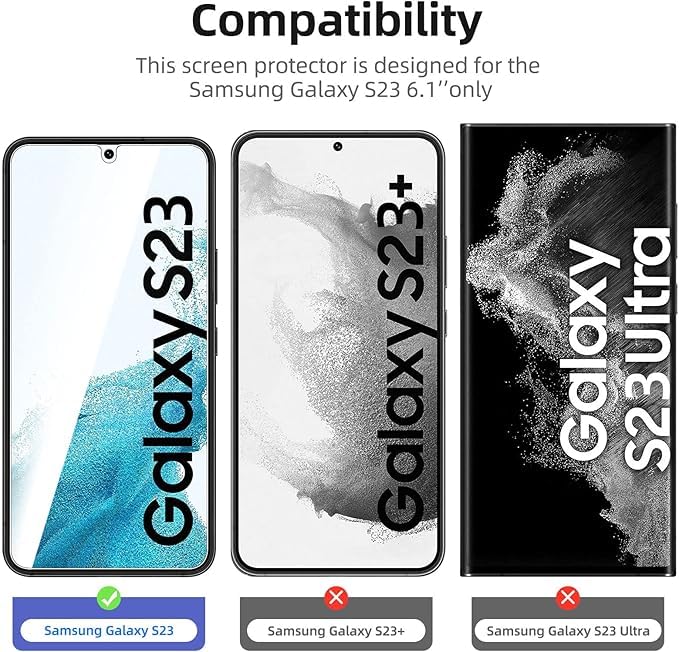 Image of Military Grade compatible with Samsung Galaxy S23 5G Tempered Glass screen protector guard | Scratch Resistance | 9H Hardness | Edge-to-Edge Protection | Easy Installation Kit