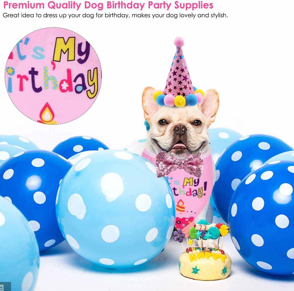 Set Bandana Compleanno Per Cani - Con Cappello E Numeri, Decorazione Feste (blu) - Foto 11