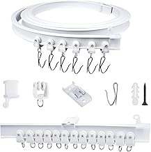 FOGAWA 3M Ceiling Curtain Rail with 24 Hooks, Flexible Curved, PVC Ceiling Rail Sliding Systems Shower Curtains, Room Dividers for Motorhomes and Boats, White