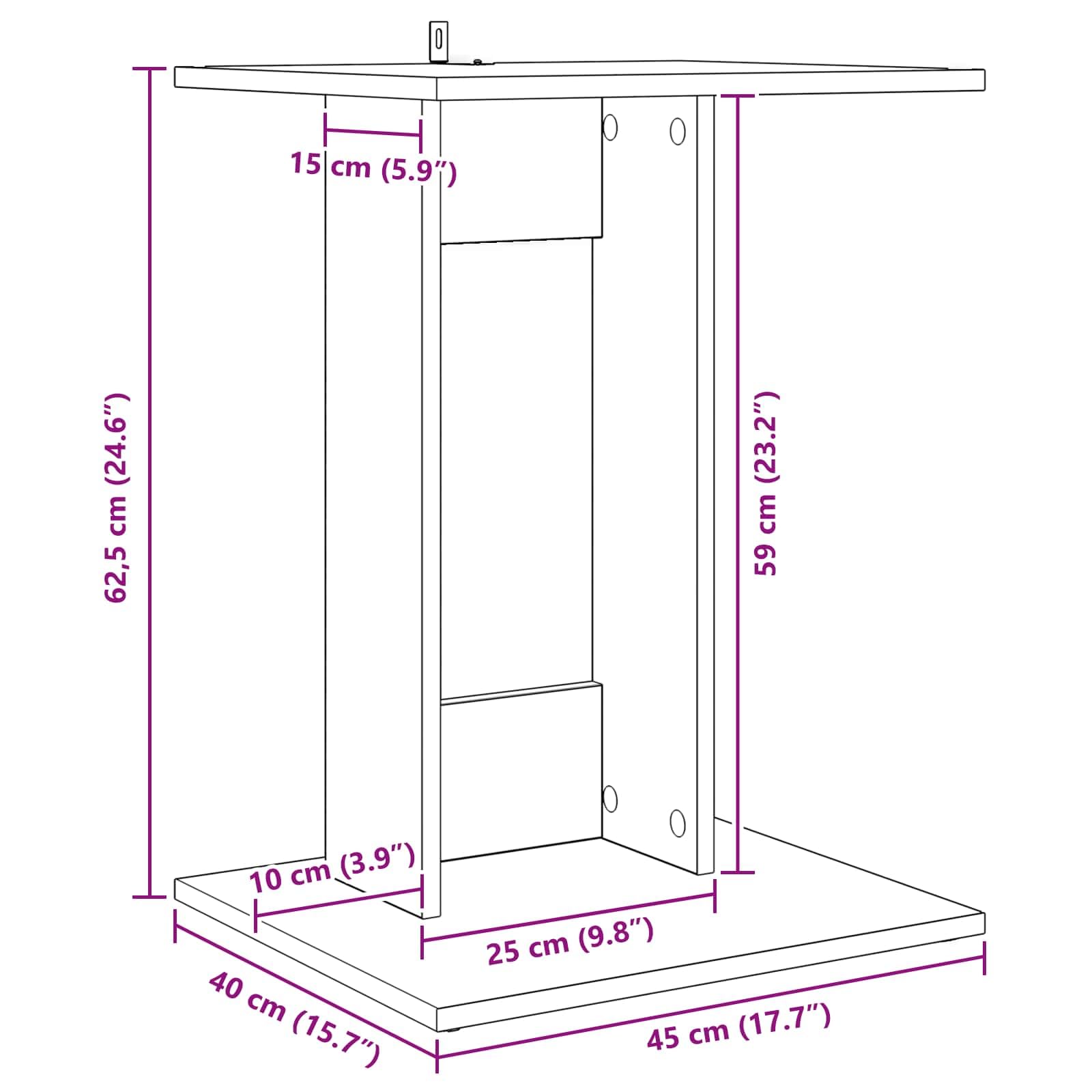 Mesa auxiliar de madera de roble Sonoma 45 x 40 x 62,5 cm rectangular para salón con estante como mesa de centro, mesita de noche, mesa de plantas o mesa para ordenador portátil, ideal para