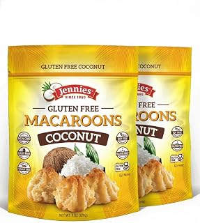 Jennies Organic Coconut Macaroons 8oz (2 Pack) - Gluten Free, Dairy Free, Vegan, Peanut Free Snacks