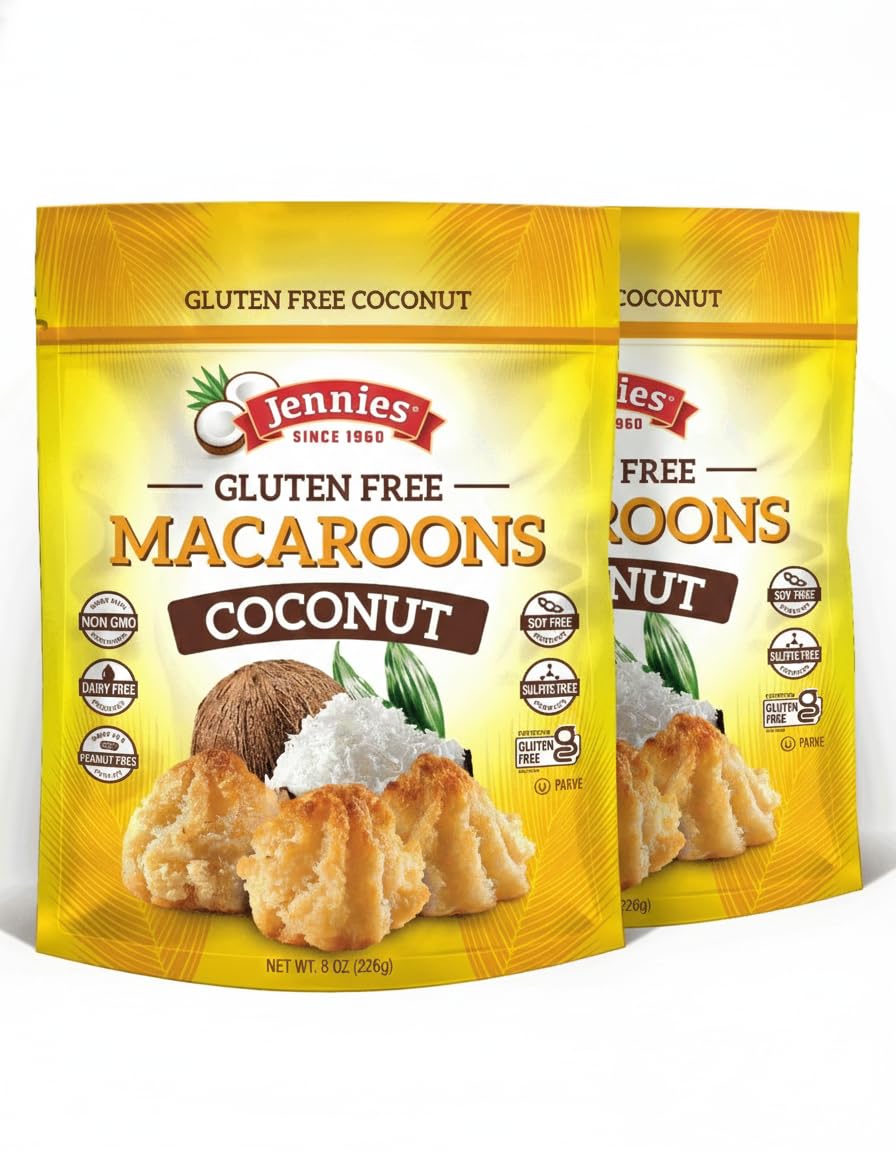 Jennies Organic Coconut Macaroons, 8 oz (2 Pack) | Dairy Free | Peanut Free | Gluten Free
