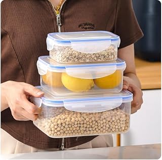 Refrigerator Storage Containers, BPA-Free Food Grade Airtight Kitchen Organizers, Freezer-Safe Stackable Plastic Meal Prep Containers with Lids