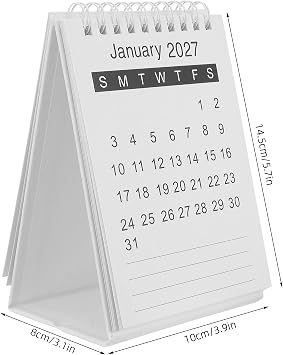 Mini Desk Calendar, Standing Flip Small Desk Calendar 2026-2027 Monthly Desktop Schedule- Thick Paper Twin-Wire Binding for Home or Office