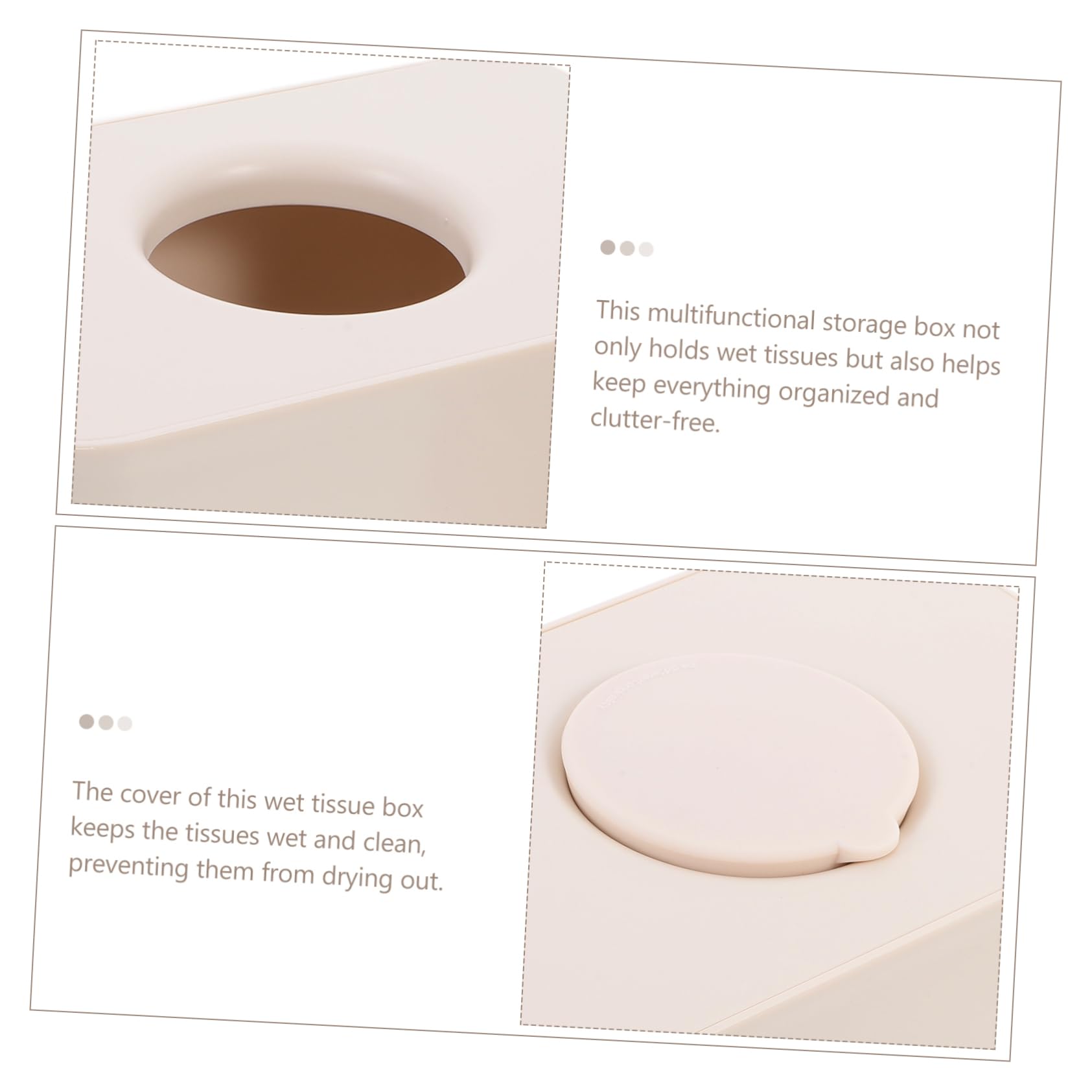 Boîte de Lingettes Humides en Silicone Beige Grosse Capacité Couvercle