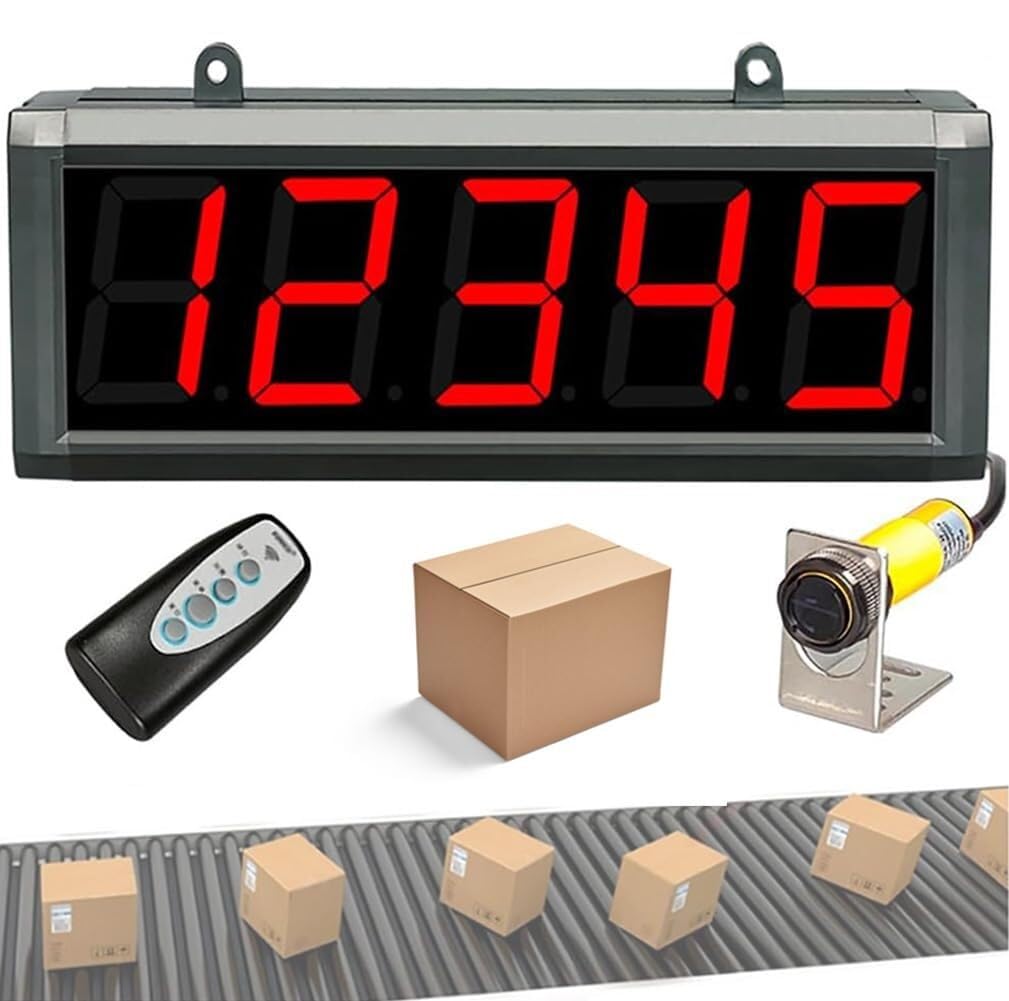 Digital Counter, 5-Digit Production Line, Counting Up to 99999, Sensor Distance 70CM, with Remote Control, for Factories, Conveyor Belt