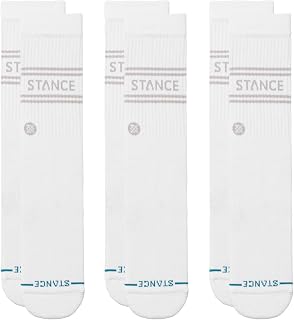 Stance Vital Crew Sock 3-Pack for Men and Women, White, Large