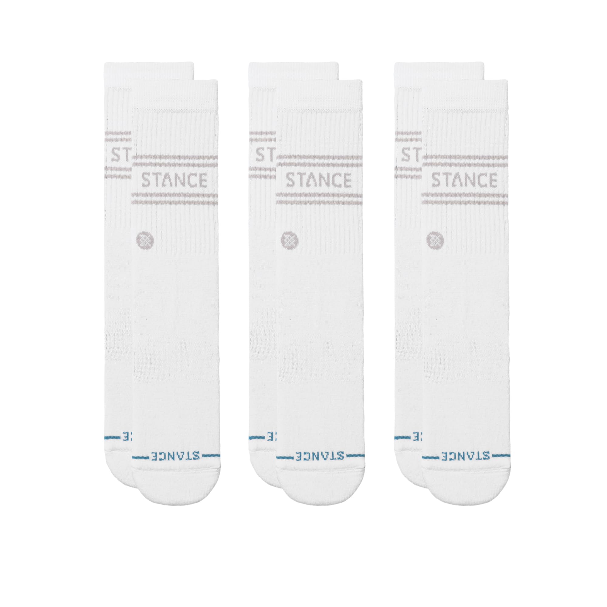 Stance Vital Crew Socks - 3 Pack (White, Large)