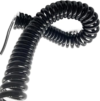 Coiled Extension Cord, 4 Core Telescopic Elasticity Cable 1.5mm Square Spring Wire Oil Resistance Pure Copper Power Cord Spiral ExtensionStretch 3 Meter