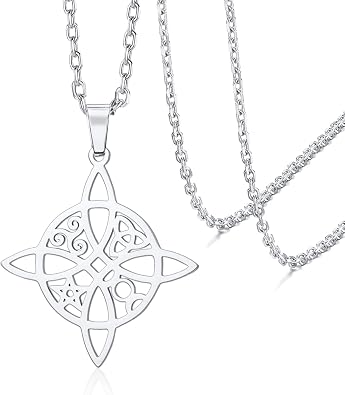 VASSAGO Witches Knot Necklace Stainless Steel Celtic Knot Pendant with Triquetra Trinity Nudo De Bruja Pagan Witch Jewelry Good Luck Gift