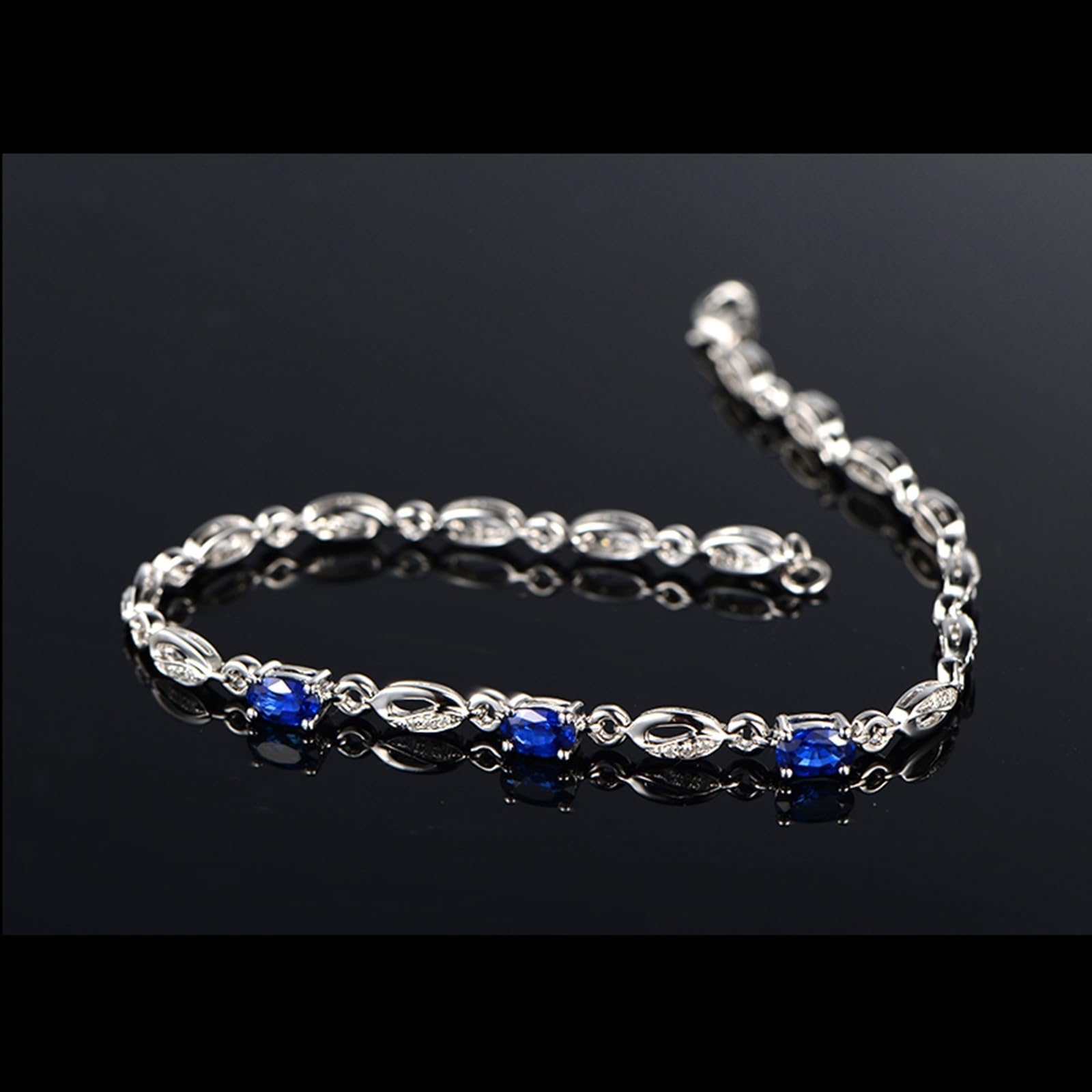Bransoletka z białego złota 750/585/375, szafir damska bransoletka 1,15ct 16-20 cm diament, bransoletki ślubne dla chłopaków