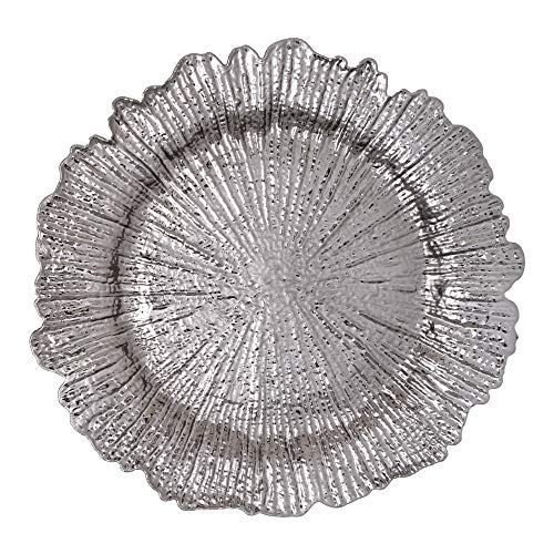 Simply Elegant Coral Reef Plastic Charger Plate | Service Plate for Parties, Dinner, Weddings, Quinceaneras and Events | 13 inch Diameter | Charcoal - Gloss Finish | Set of 6