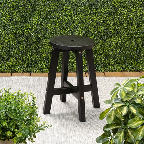 JONATHAN Y Grove 18" Round Solid Acacia Wood Indoor Outdoor Stool, Black by JONATHAN Y - Used condition - Image 7