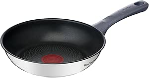 Tefal Daily Cook - Sartén de 20 cm, Apto inducción, antiadherente, revestimiento titanio, Thermo-signal, apto lavavajillas y horno, acero inoxidable