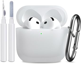 Compatible with AirPods 4th Generation Case Cover, Soft Protective Silicone Skin with Clean Kit Accessories for Apple AirPods 4 Gen 2024, Front Led Visible, Clear