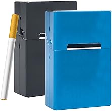 2pcs cigarette cases,aluminum cigarette box,lightweight cigarette case,with magnetic switch flip top closure metal cigarette case,women and men's cigarette cases,holds 20 cigarette storage case