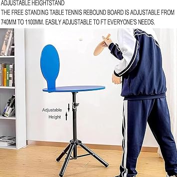 Table Tennis Sparring Training Device Rebound Board, Portable Pingpong Balls Rebounder Board, Tennis Return Board with Stand, Adjustable Height, Pingpong Exerciser for Home, Gym, School