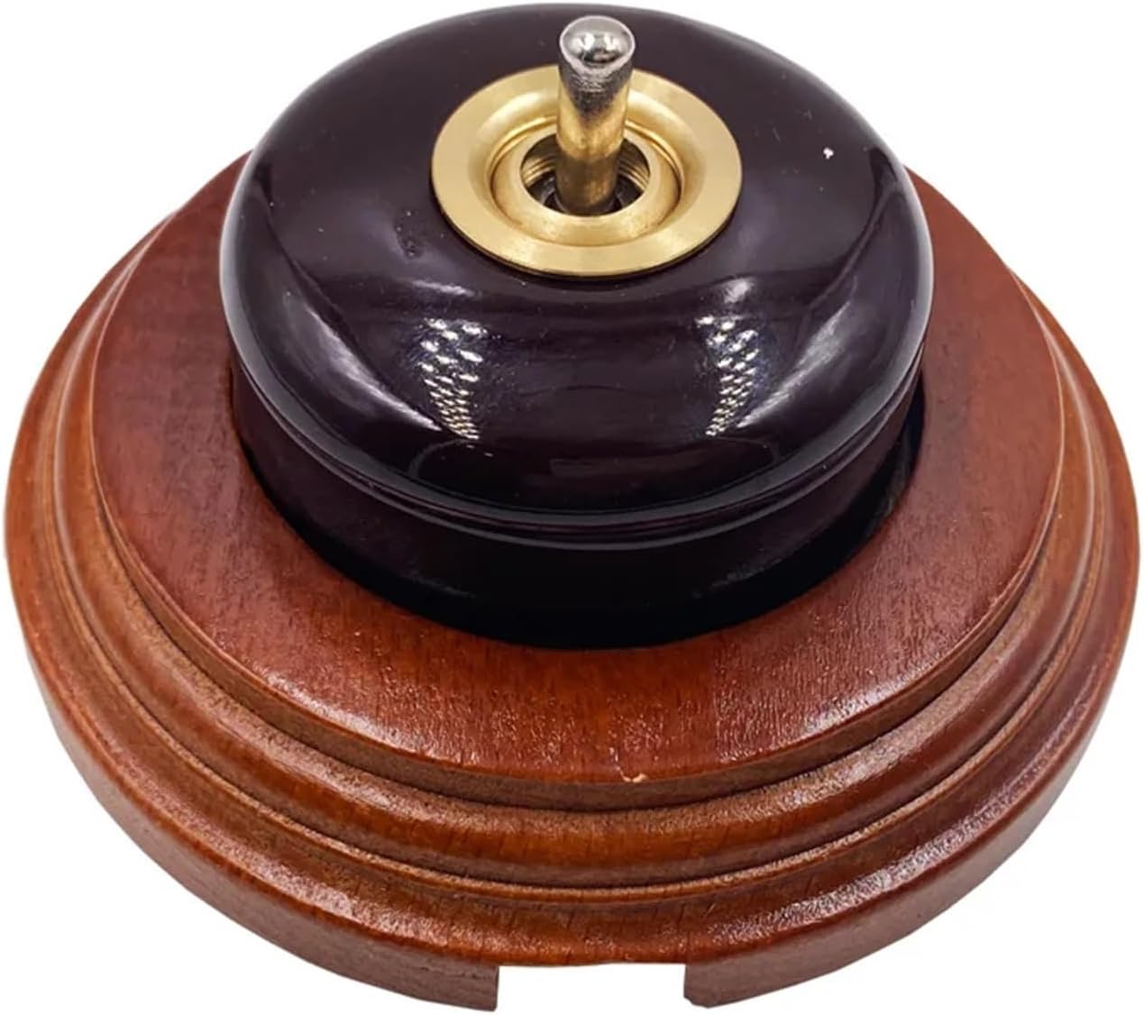 Wall Light Retro Ceramic Round Toggle Switch 2 Way Control for Home(Black Switch 2 Way)