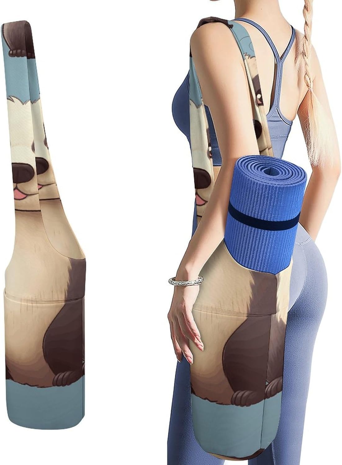 Hairy Ferret Yoga Mat Bag Yoga Backpack Multi Pocket Exercise Yoga Mat Carrier Multi-Functional Storage Bag for Pilates Beach Travel And Everyday Use