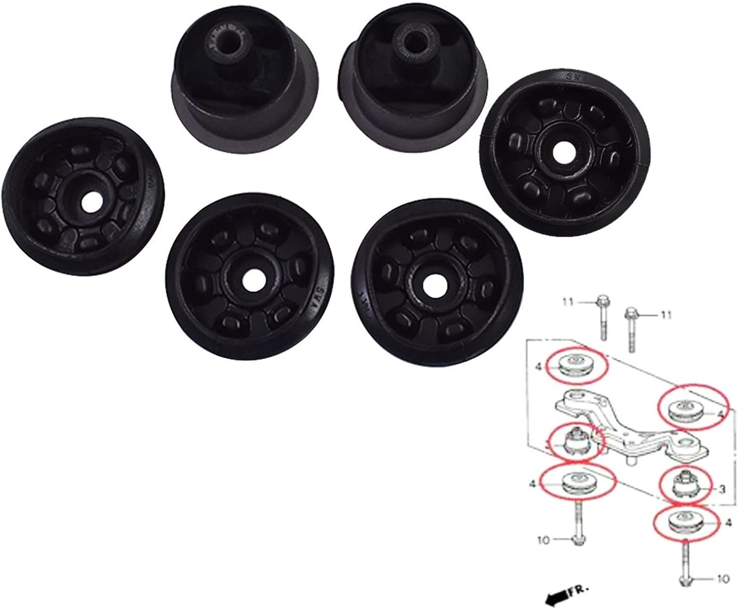 LABLT 6 x Rear Differential Arm Mounting Bushing & Support Rubber Replacement for Honda CR-V 1997-2012