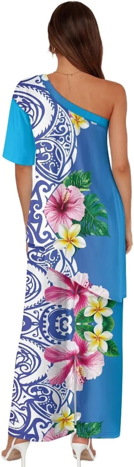 2025 Tapa Samoan Tribal Printed Elegant Women Dress Luxury Design Polynesian Prom Dress for Luau, Beach Party