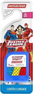 Fio Dental Dentalclean Liga da Justiça 25m, Dentalclean, Azul ou Vermelho