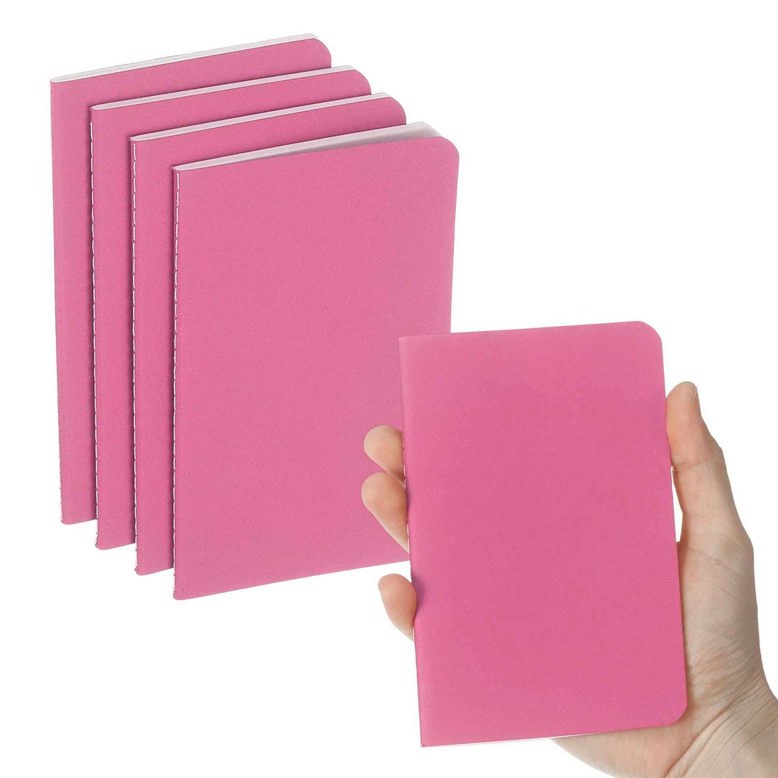 PATIKIL 6 Pack A6 Notebook, A6 Journal Mini Notebook Pocket Kraft Memo Notepads Lined Sketchbook Small 3.5x5.5 Inch 30 Sheets for Men Women Office Supplies Purse Travelers, Hot Pink
