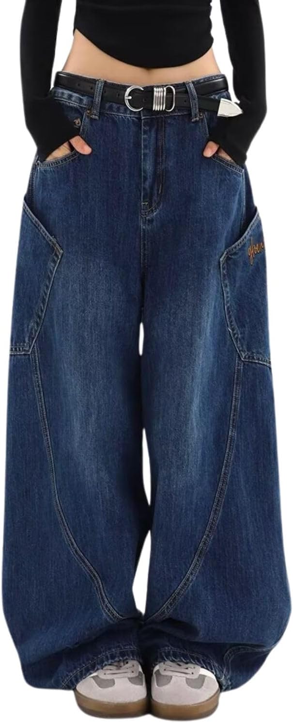 Baggy Jeans for Woman Men High Waisted Barrel Leg Jeans Casual Loose Denim Pants Streetwear Clothes
