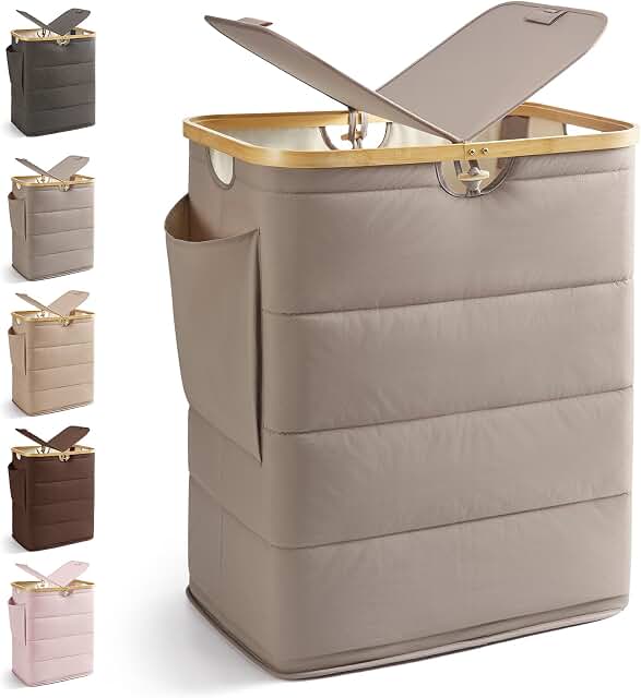 MIZATTO two-section laundry hamper with lid