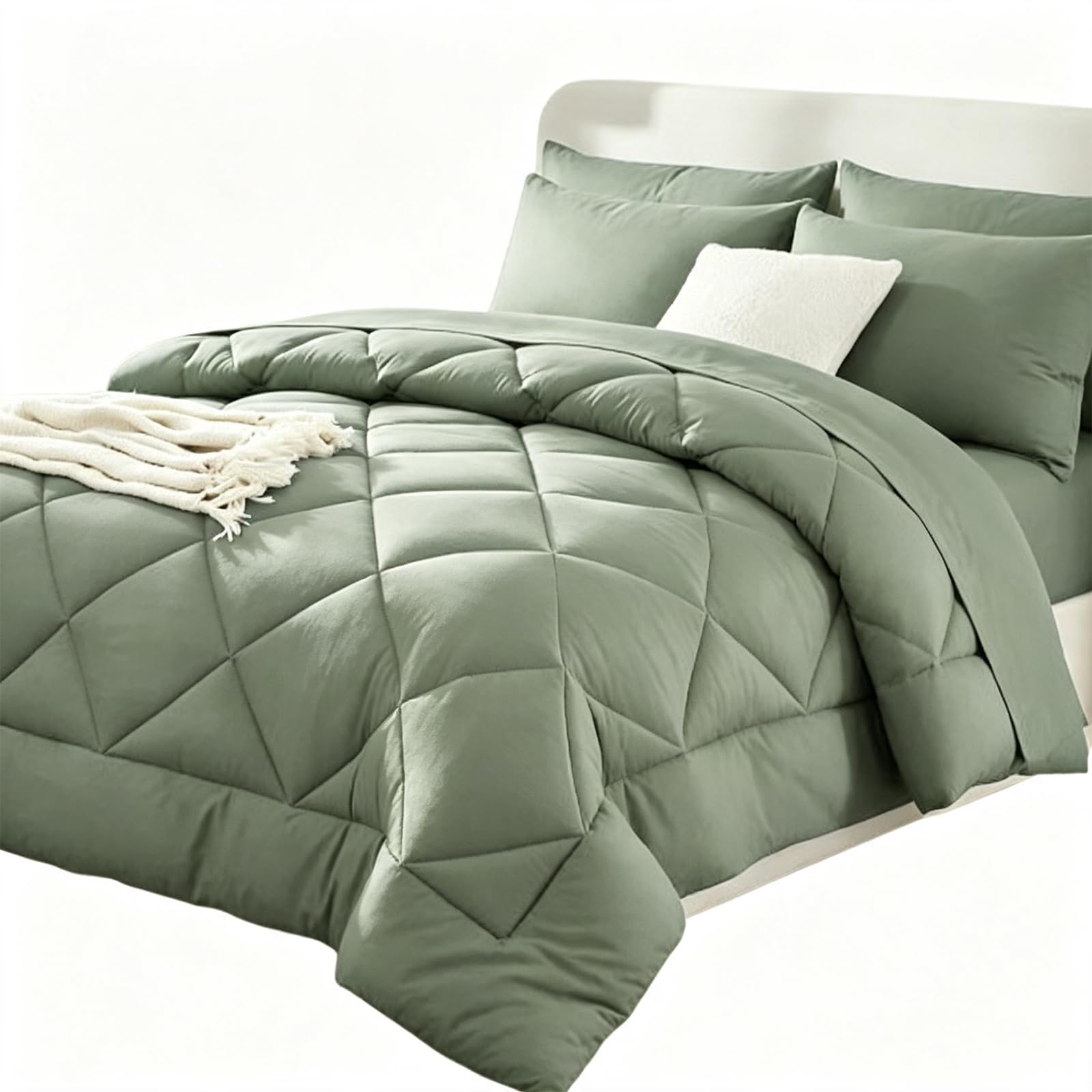 YanGoy Pleene Duvet and Cover in One with 2 Pillowcases (Green,230 * 230cm)