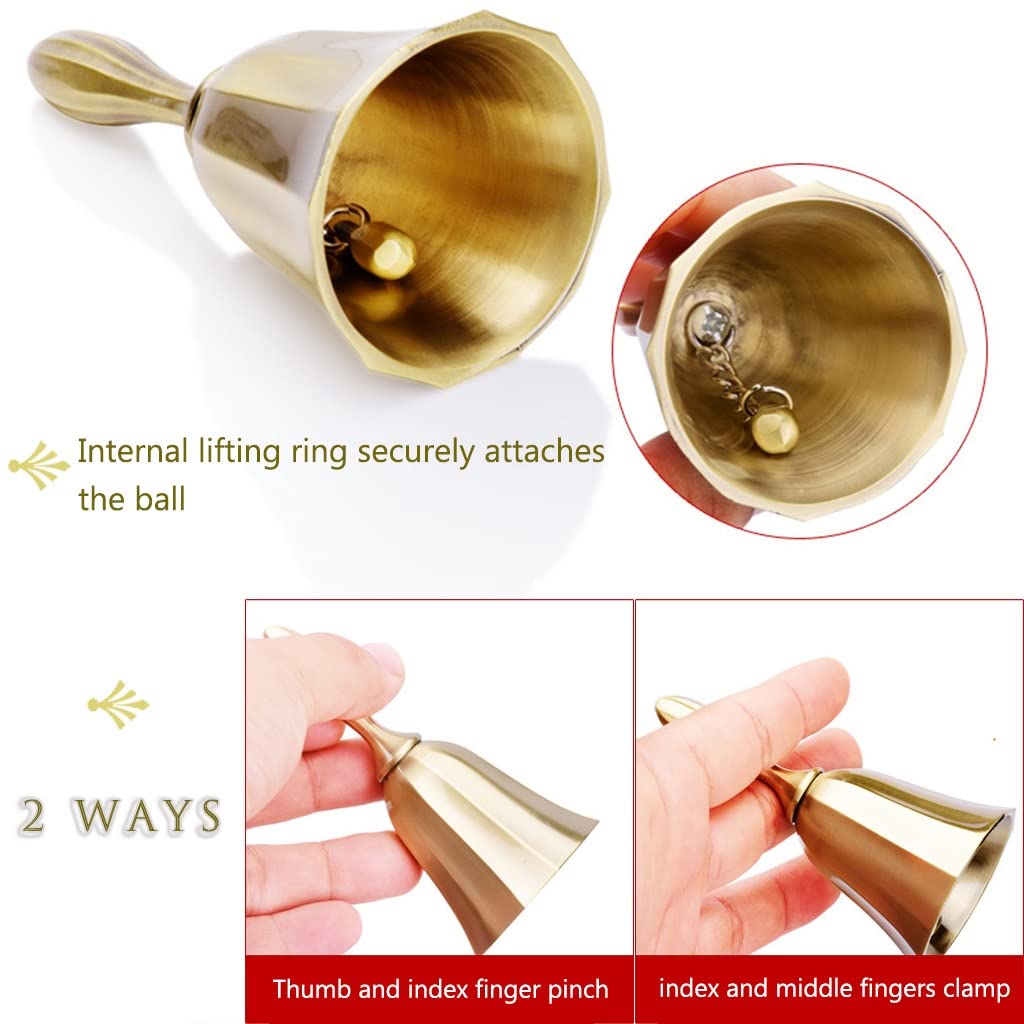 Handglocke, Messinghandglocke, Hochzeitsglocken, Heimrufglocke for gebrechliche ältere Patienten, Tischglocke aus Zinnlegierung, (Farbe: Gold, Größe: 3,9 * 1,9 Zoll) (Farbe: Einfarbig, Größe: 3,9 *